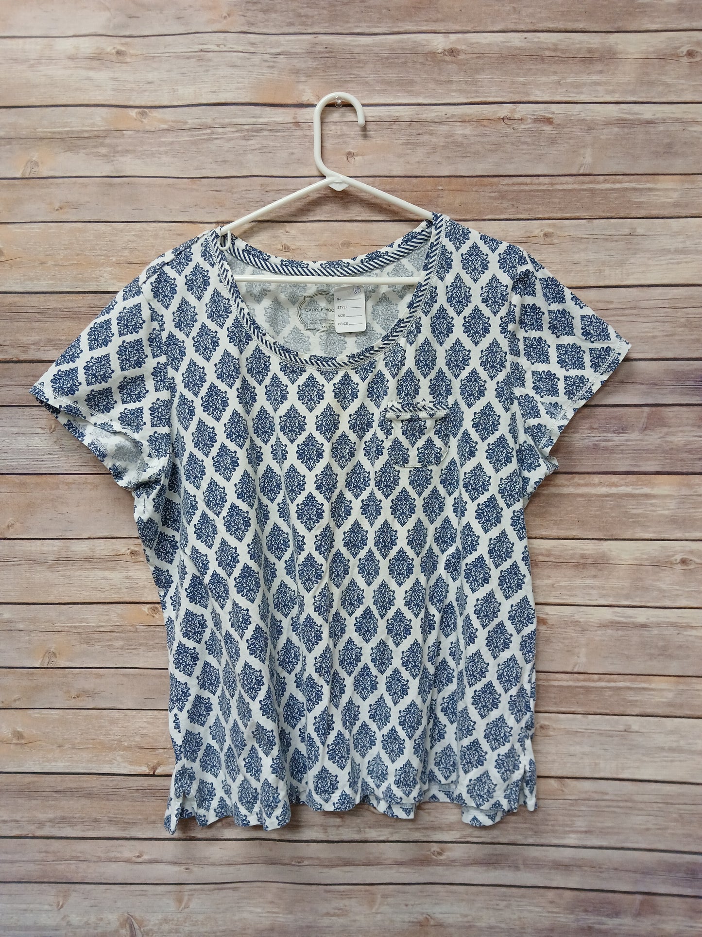 Carole Hochman Blue & White Blouse. Size 2XL. RS 68 - Scarlett's Riverside Boutique