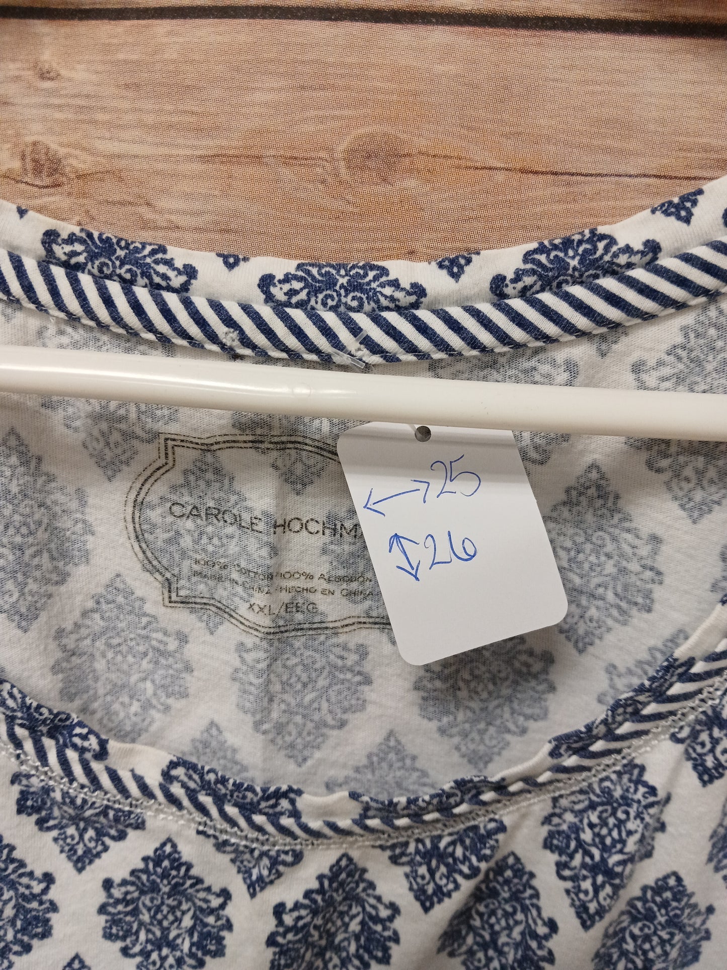 Carole Hochman Blue & White Blouse. Size 2XL. RS 68 - Scarlett's Riverside Boutique