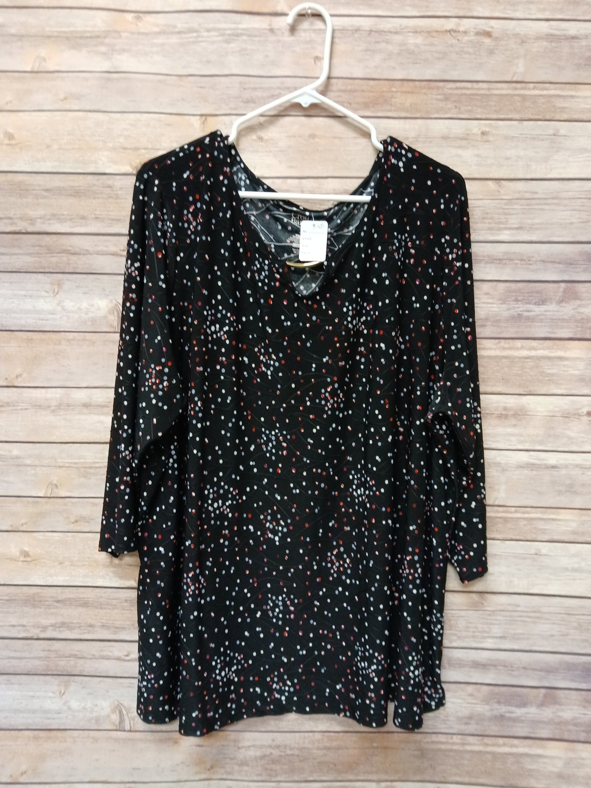 Croft & Barrow Black, Red, & Grey Polka Dot Blouse. Size 3X. RS 68 - Scarlett's Riverside Boutique