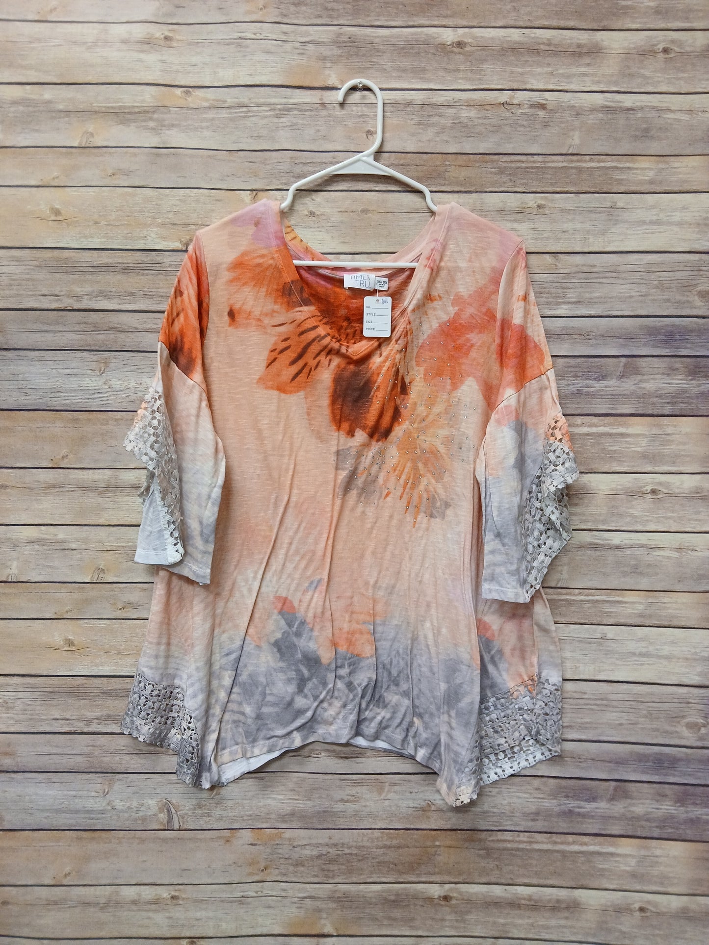 Time and Tru Orange & Pink Floral Blouse. Size XXL. RS 68 - Scarlett's Riverside Boutique