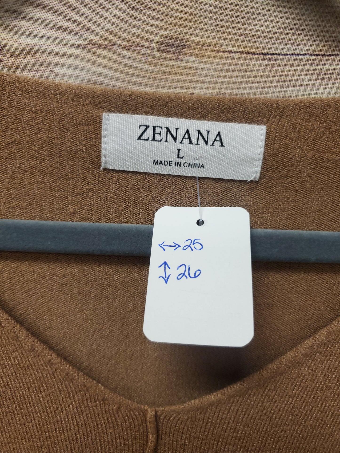 Zenana Brown Sweater Blouse. Size L. RS 21.