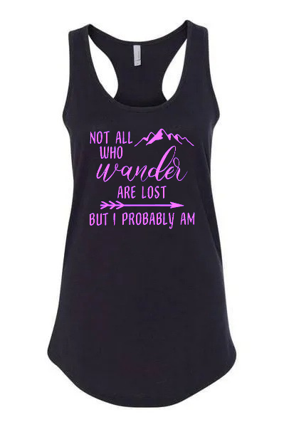 Not all those who wander cotton tank top