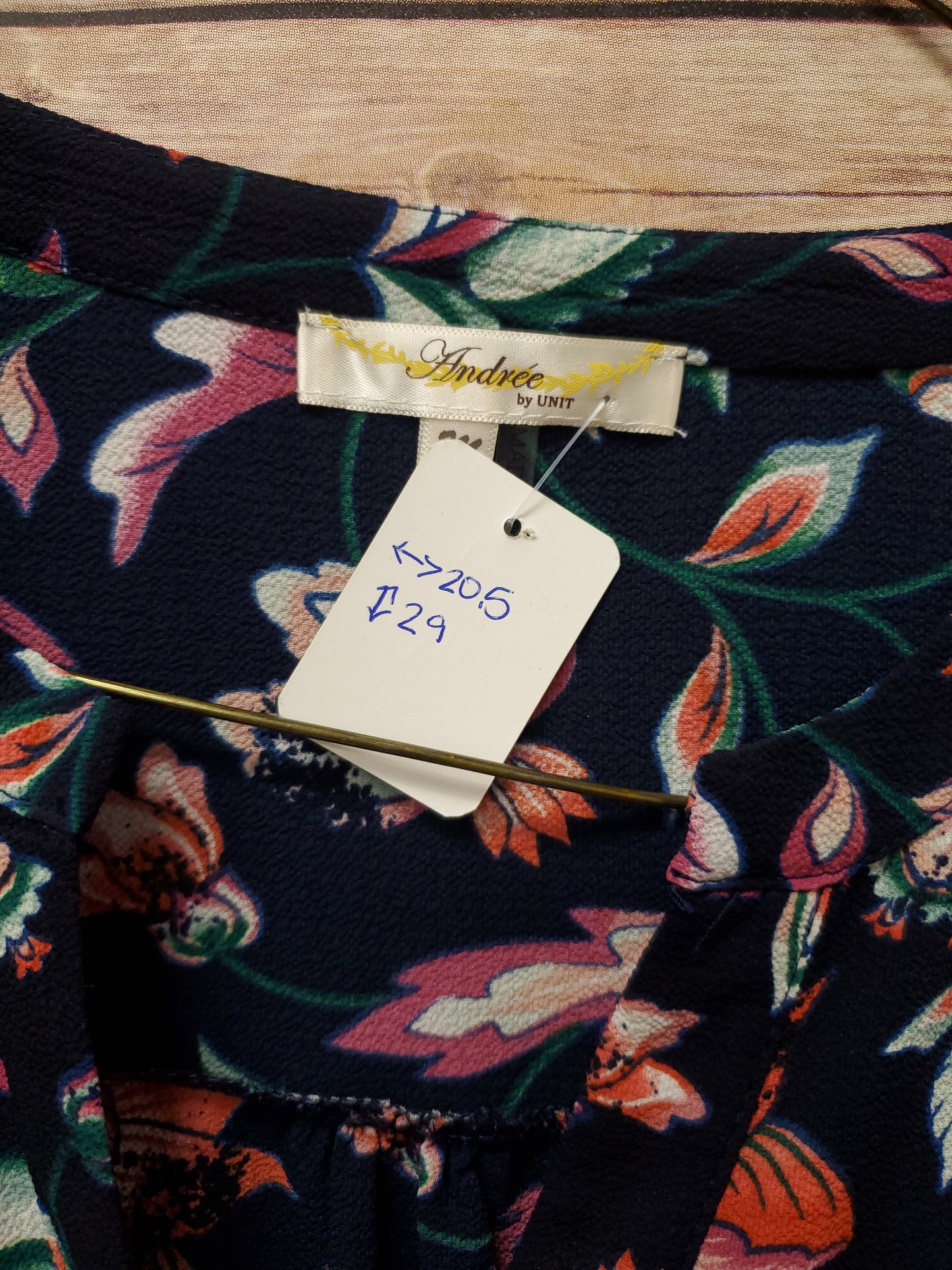 Andree Navy Floral Blouse. Size M. #21