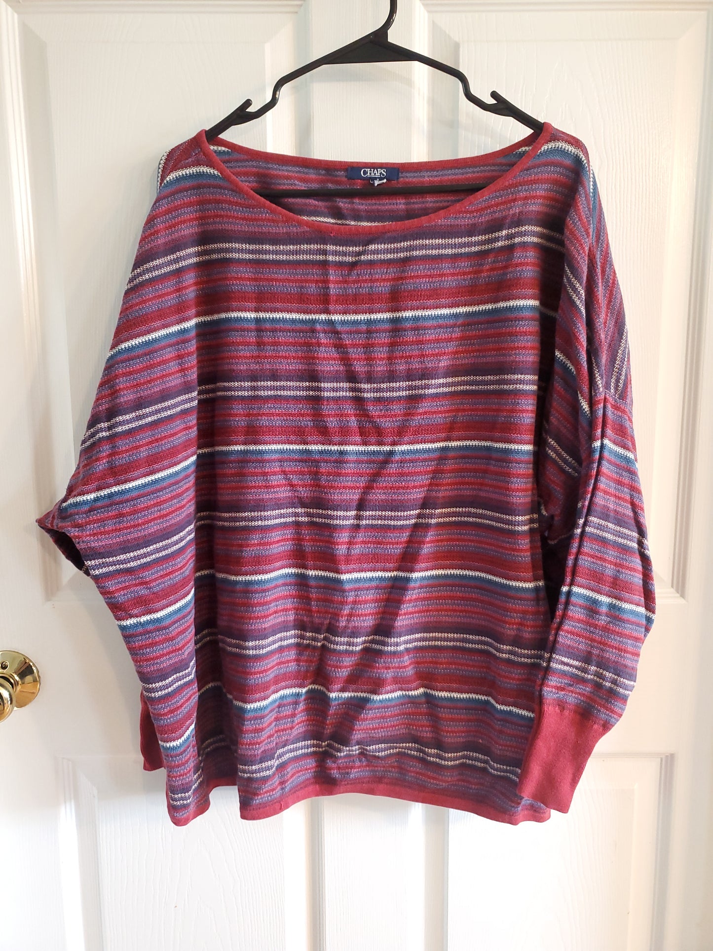 Chaps Burgundy Striped Knit Sweater. Size 3XL. #68