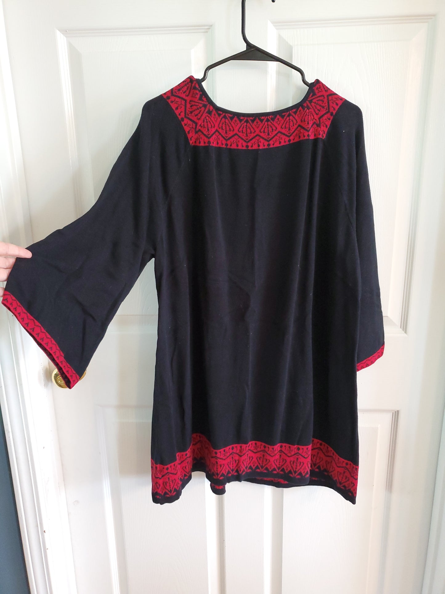 Style & Co. Black Sweater Dress/Long Blouse w/ Red Design. Size 2XL. #68