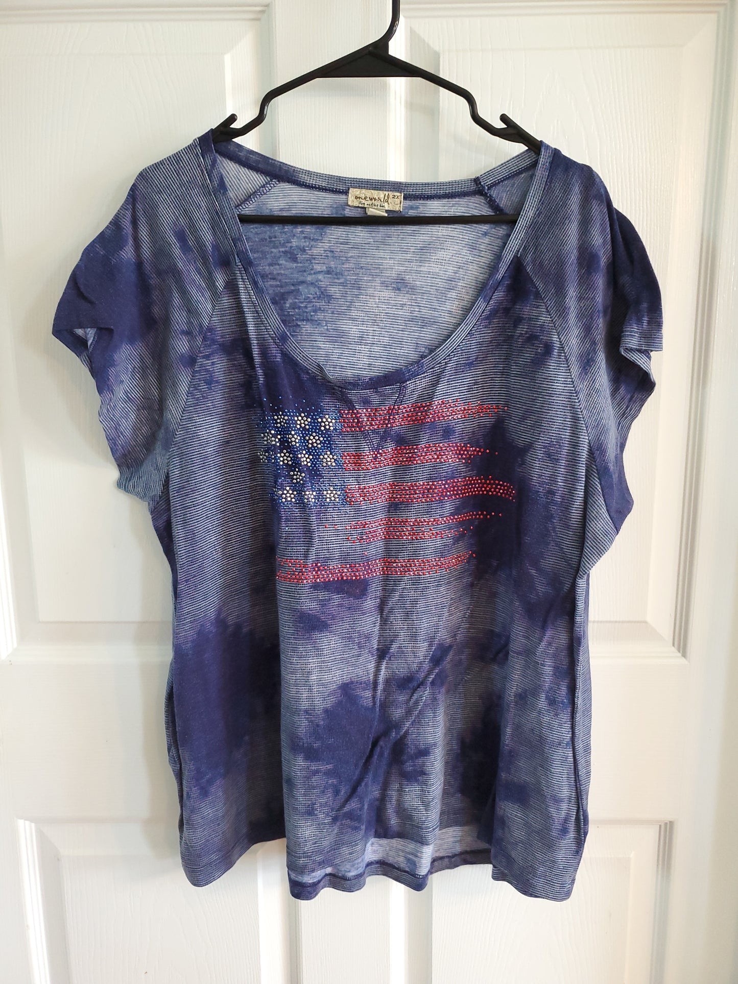 OneWorld Navy America Flag Shirt. Size 2XL. #68