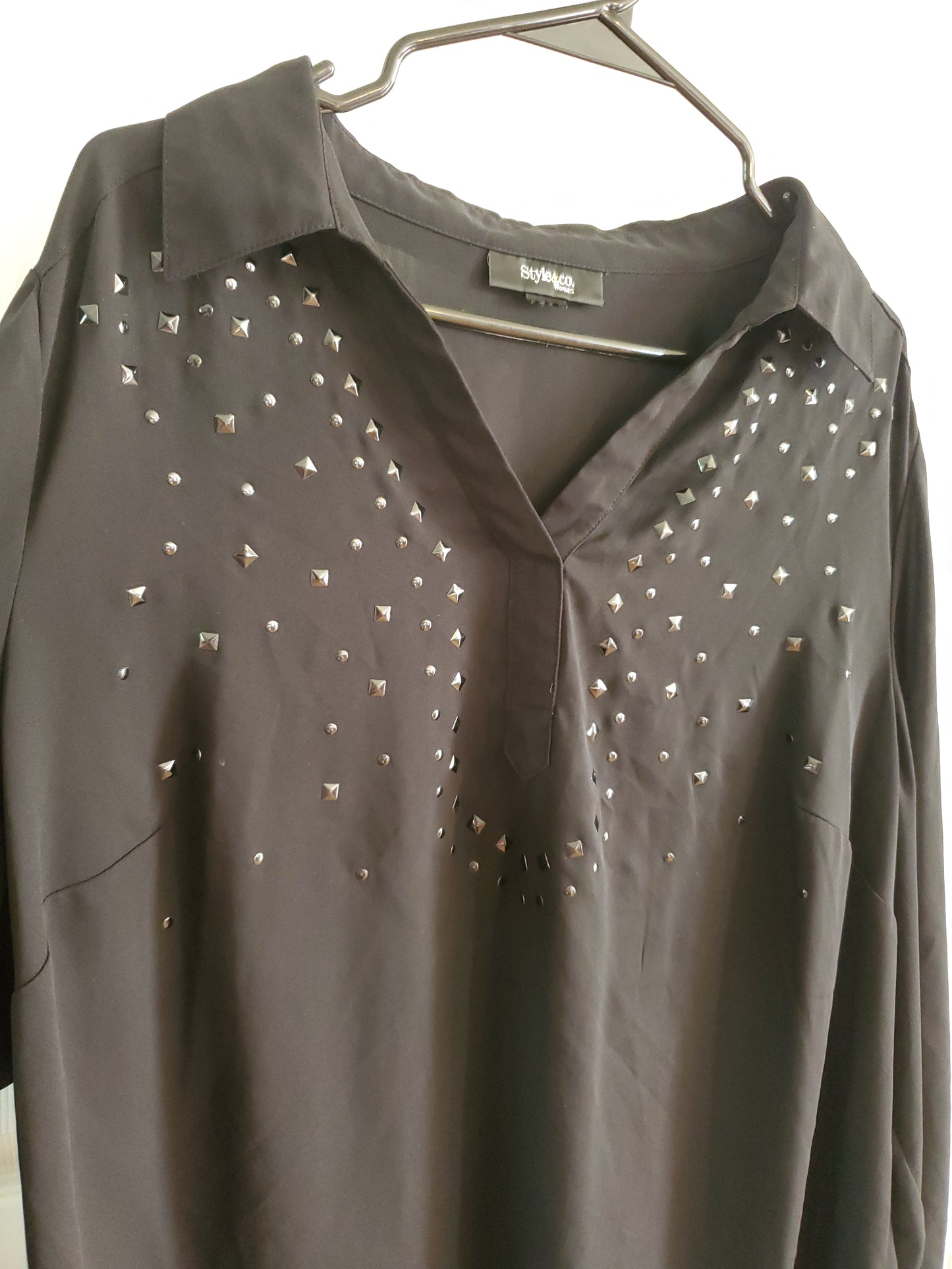 Style & Co. Black Studded Blouse. Size 2XL. #68