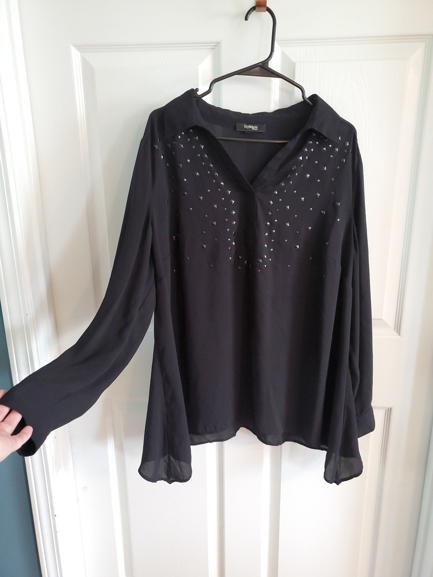 Style & Co. Black Studded Blouse. Size 2XL. #68