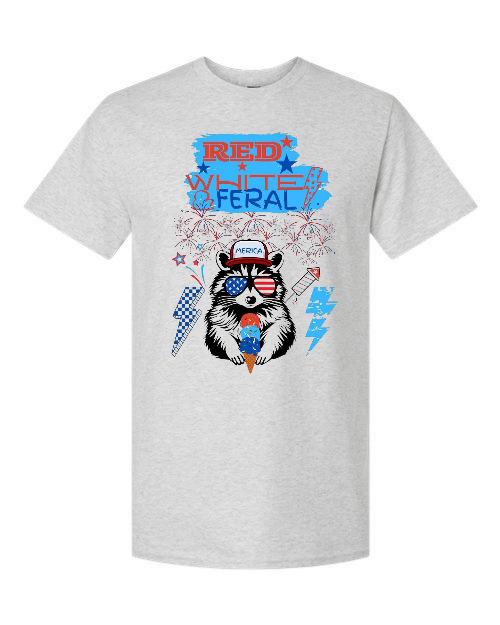 Red, white and Feral t shirt