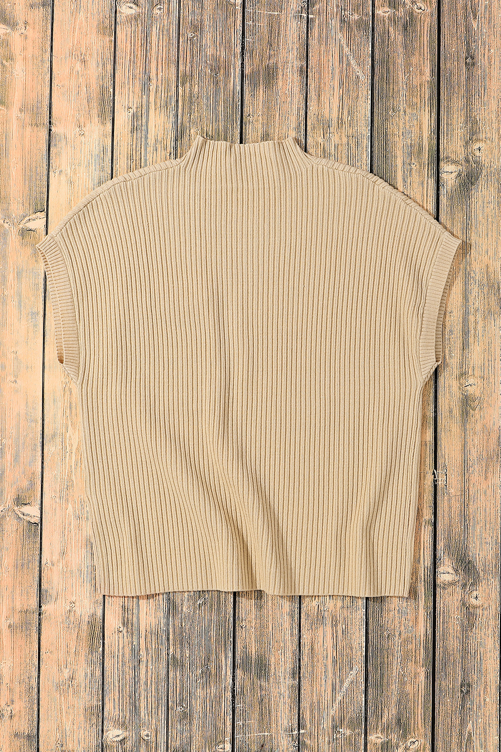 Oatmeal Patch Pocket Ribbed Knit Short Sleeve Sweater - Scarlett's Riverside Boutique