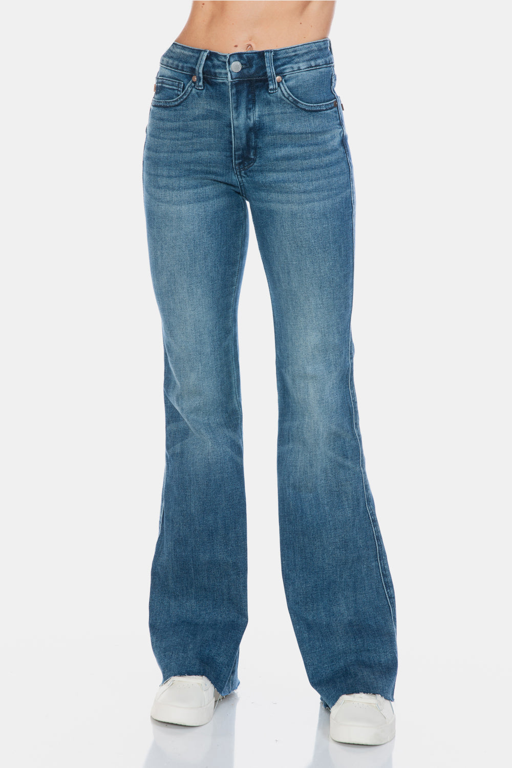 Judy Blue Full Size Tummy Control Cut Hem Flare Jeans - Scarlett's Riverside Boutique