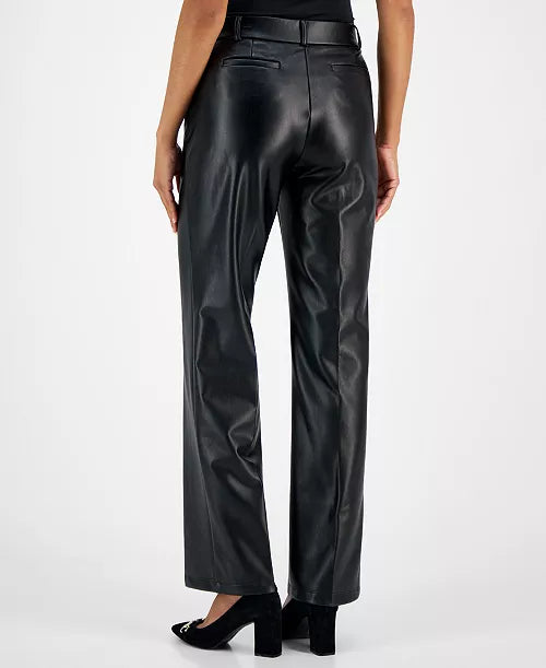 NWTs, Kasper Women's Faux-Leather Faux-Fly Pants. Size M. RS 97