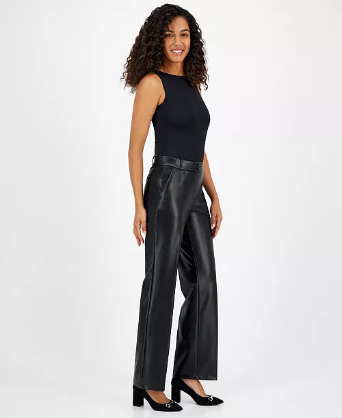 NWTs, Kasper Women's Faux-Leather Faux-Fly Pants. Size M. RS 97