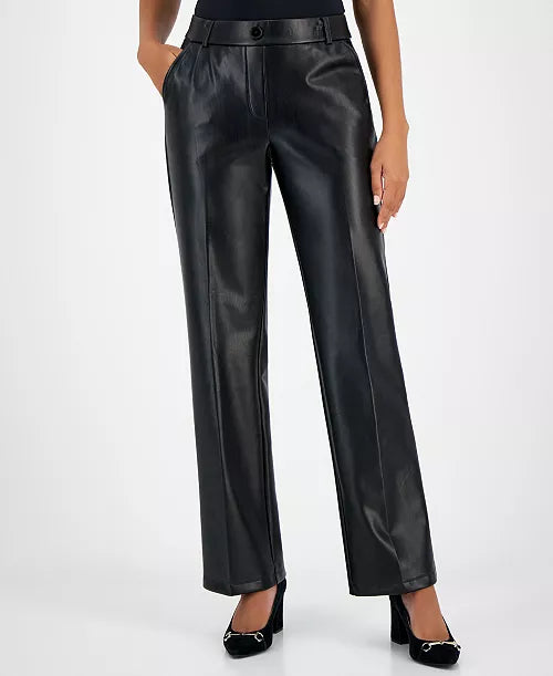 NWTs, Kasper Women's Faux-Leather Faux-Fly Pants. Size M. RS 97
