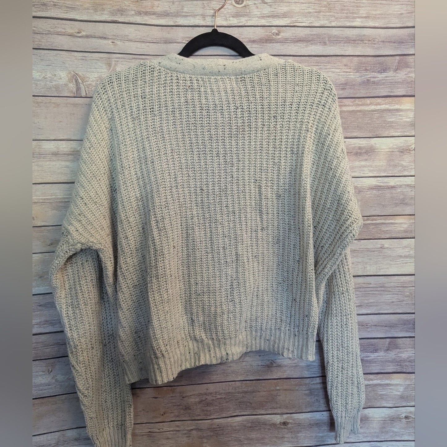 Cozy Cream Cropped Button-Up Sweater. Sz XL