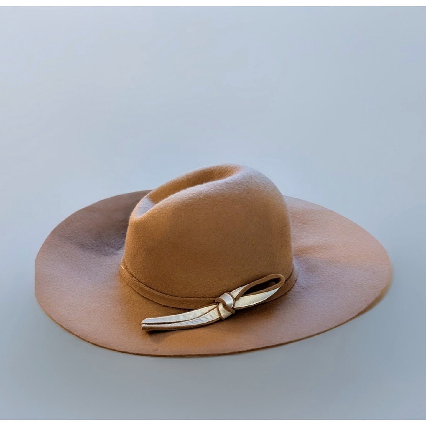 Adora Tan Wide Brim Felt Hat Boho Western Rancher Festival Neutral Wool Fedora