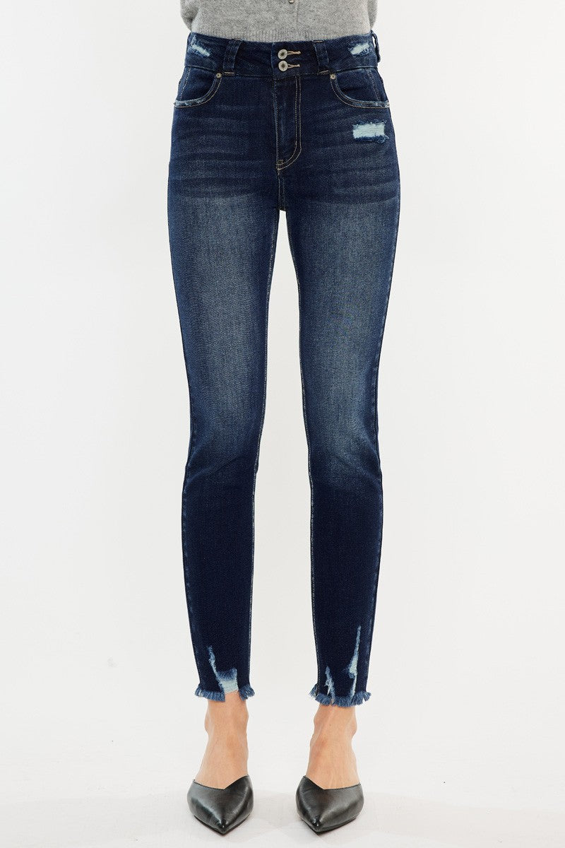 Kancan Full Size Raw Hem High Waist Jeans. Inseam 29" - Scarlett's Riverside Boutique