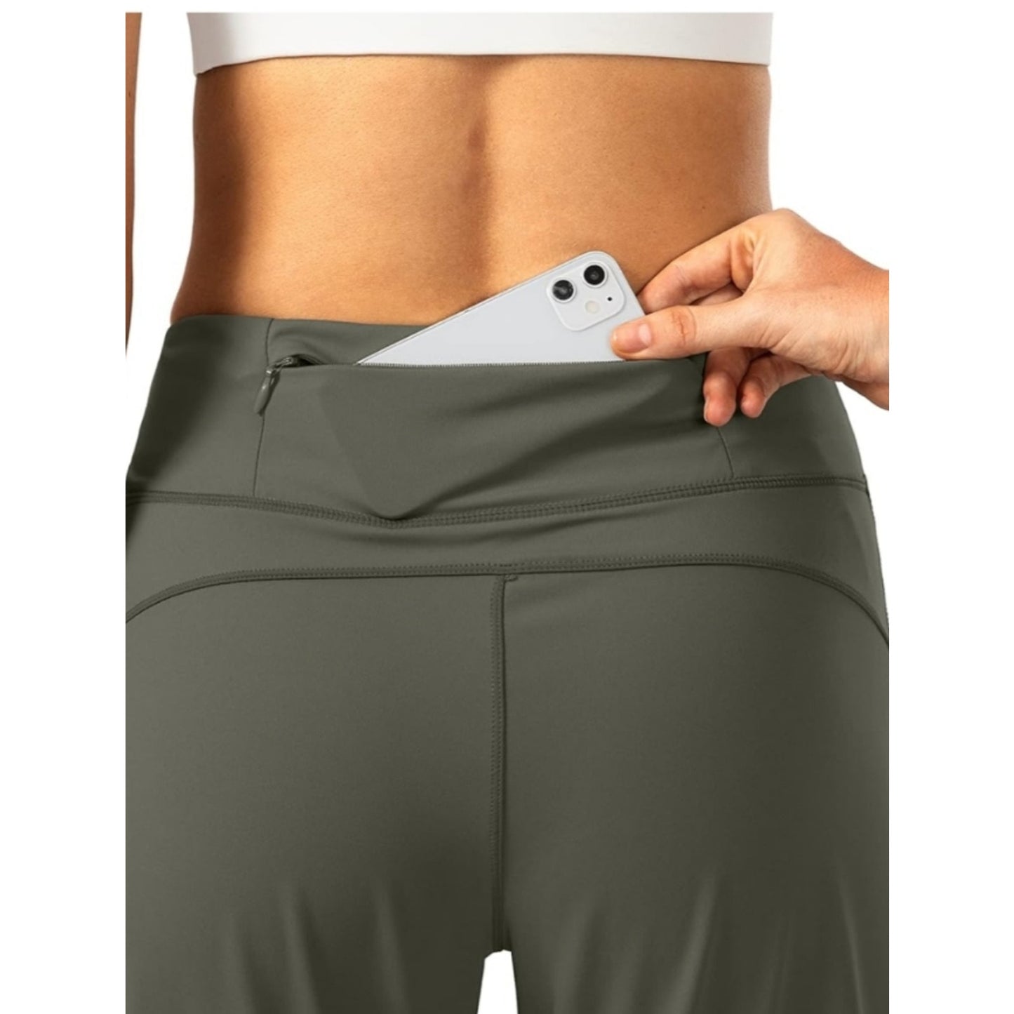 Soothfeel Women’s XS High Waist Utility Leggings Khaki Olive Pocket Yoga Jogger