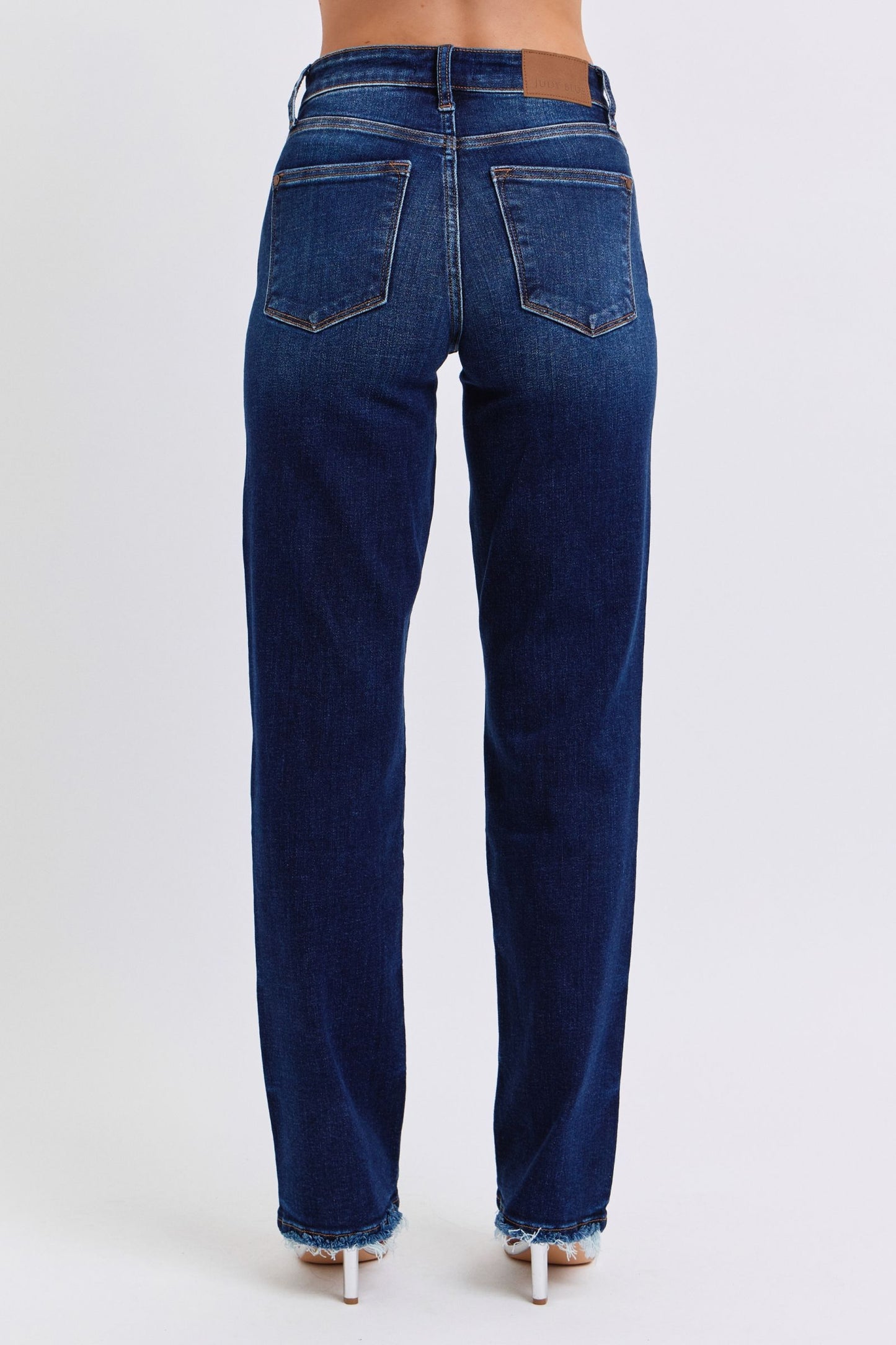 Judy Blue Full Size Raw Hem Straight Leg Jeans - Scarlett's Riverside Boutique