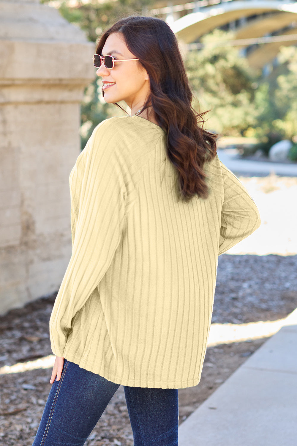 Basic Bae Full Size Ribbed Round Neck Long Sleeve Knit Top - Scarlett's Riverside Boutique