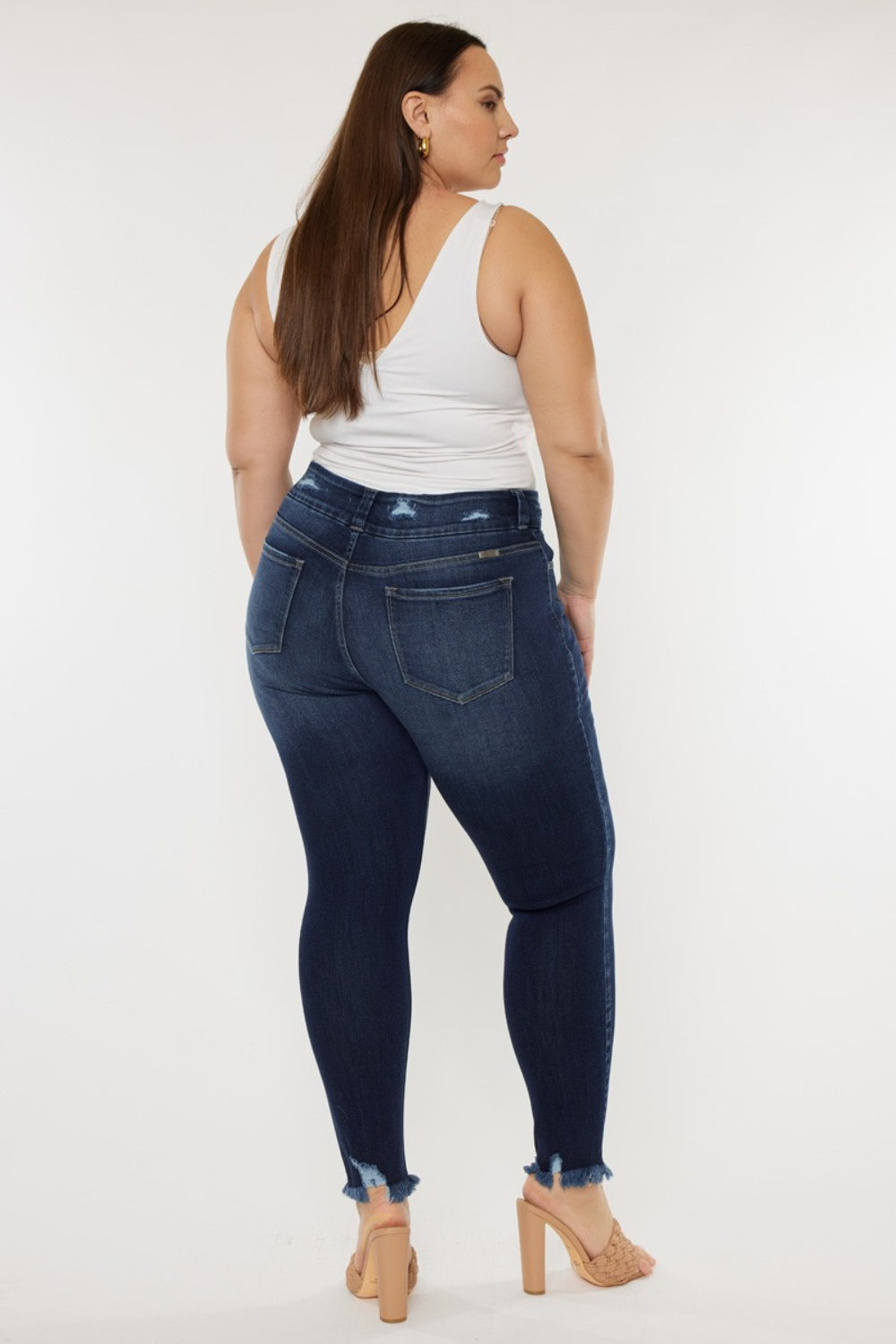 Kancan Full Size Raw Hem High Waist Jeans. Inseam 29" - Scarlett's Riverside Boutique