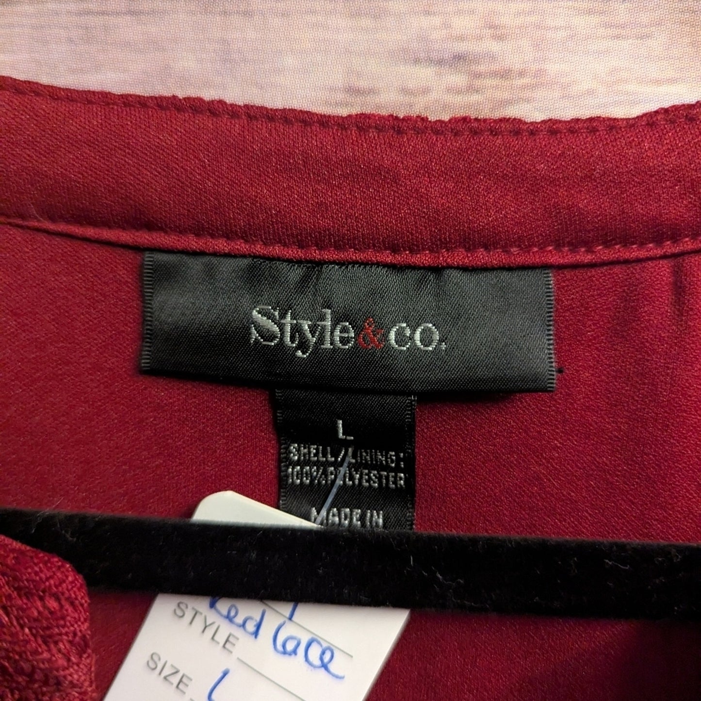 Style And CO, Lace Burgundy Dress. Sz L