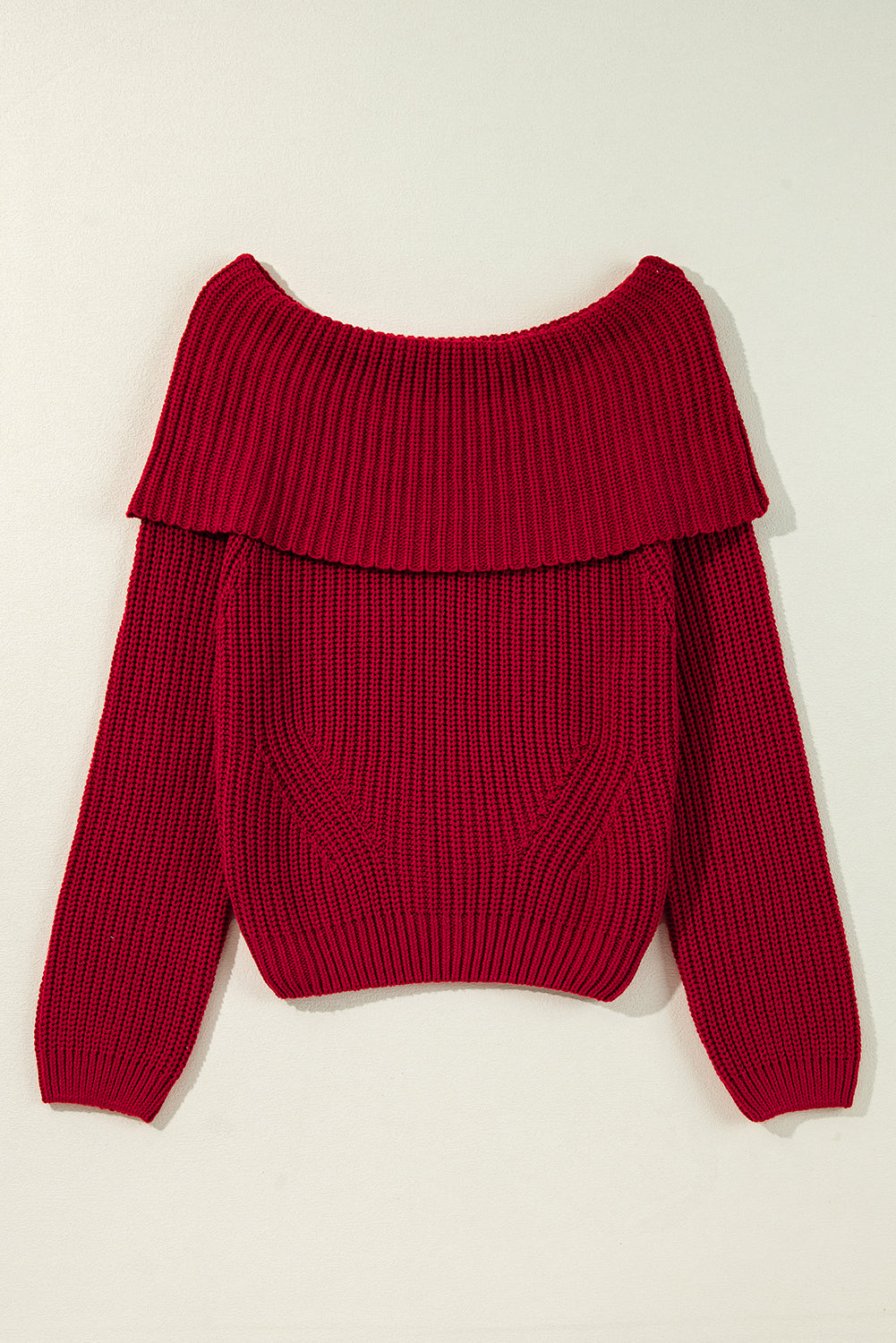 Racing Red Off-the-shoulder Knit Sweater - Scarlett's Riverside Boutique