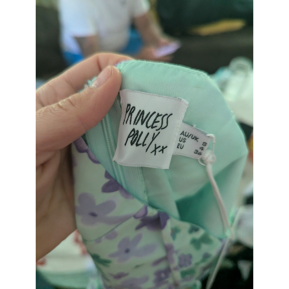 Princess Polly Elissa Mini Dress Green Purple Floral Tie Strap US 4 NWT