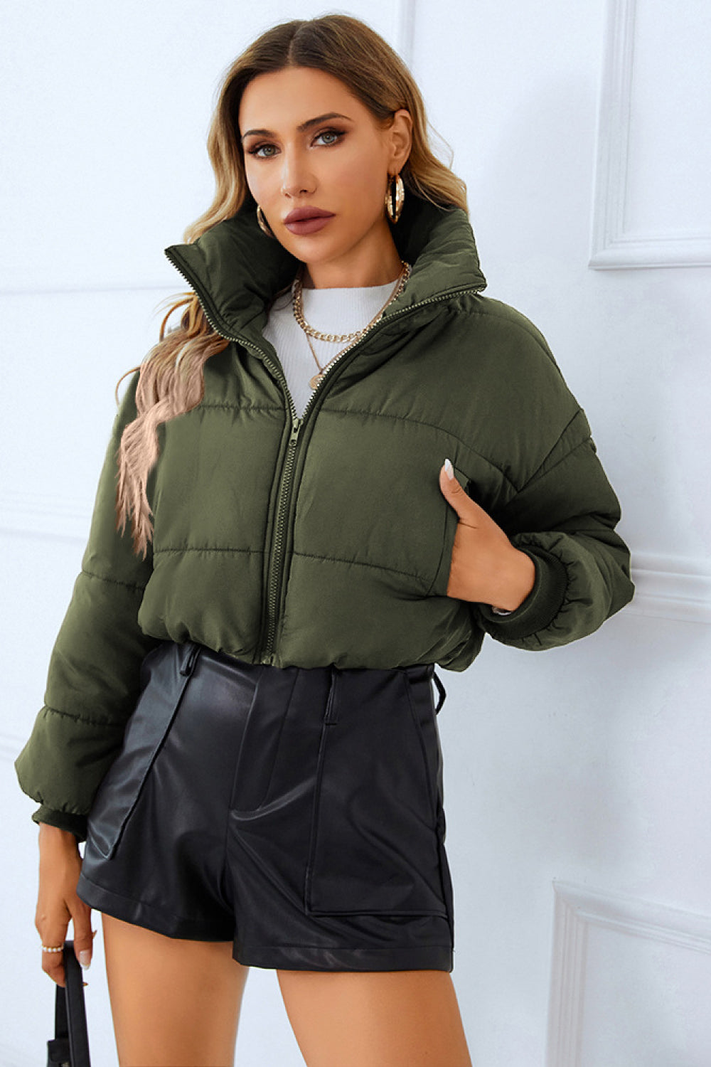 Zip-Up Winter Coat with Pockets - Scarlett's Riverside Boutique