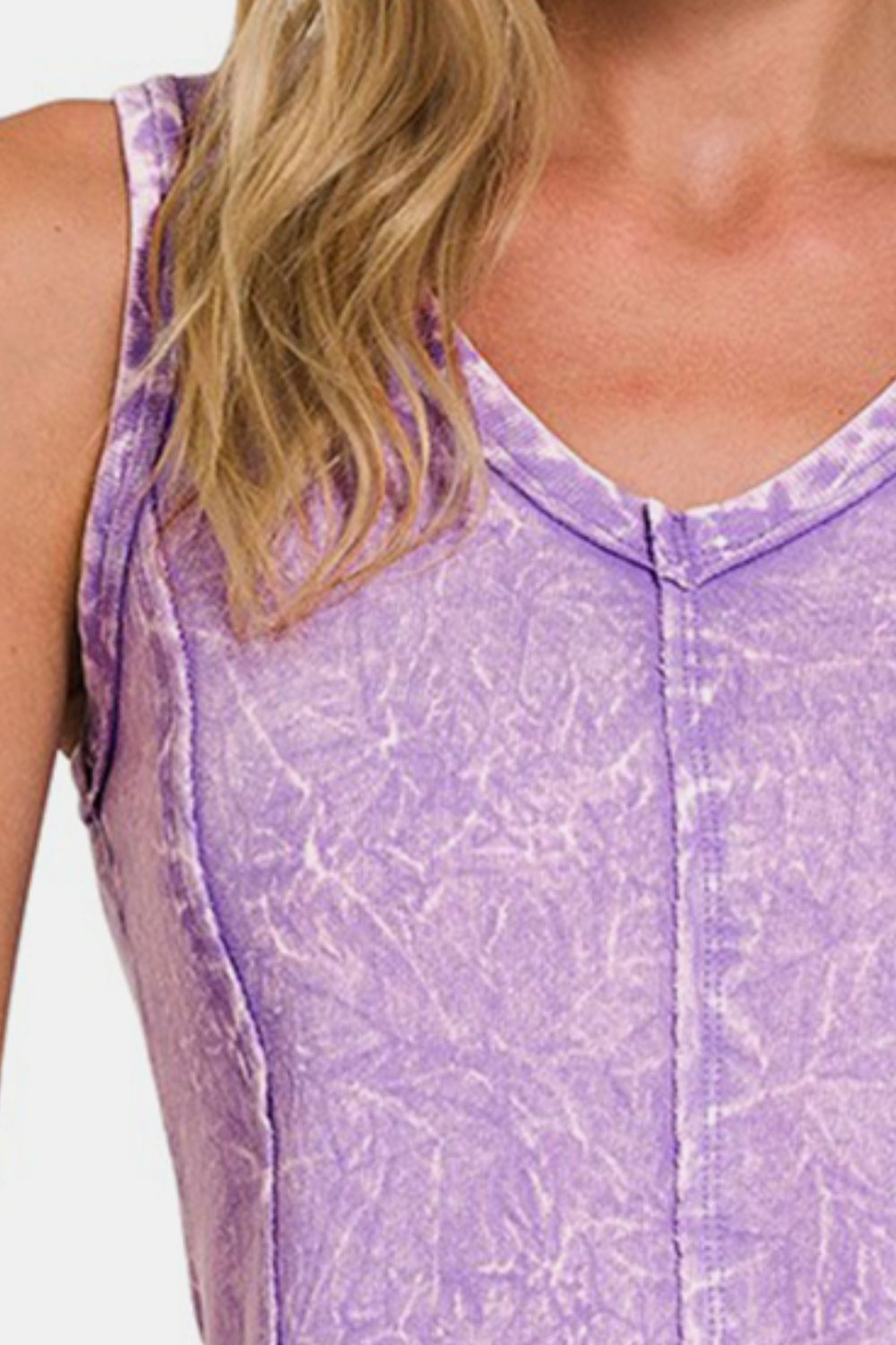 Zenana Exposed Seam V-Neck Wide Strap Tank - Scarlett's Riverside Boutique