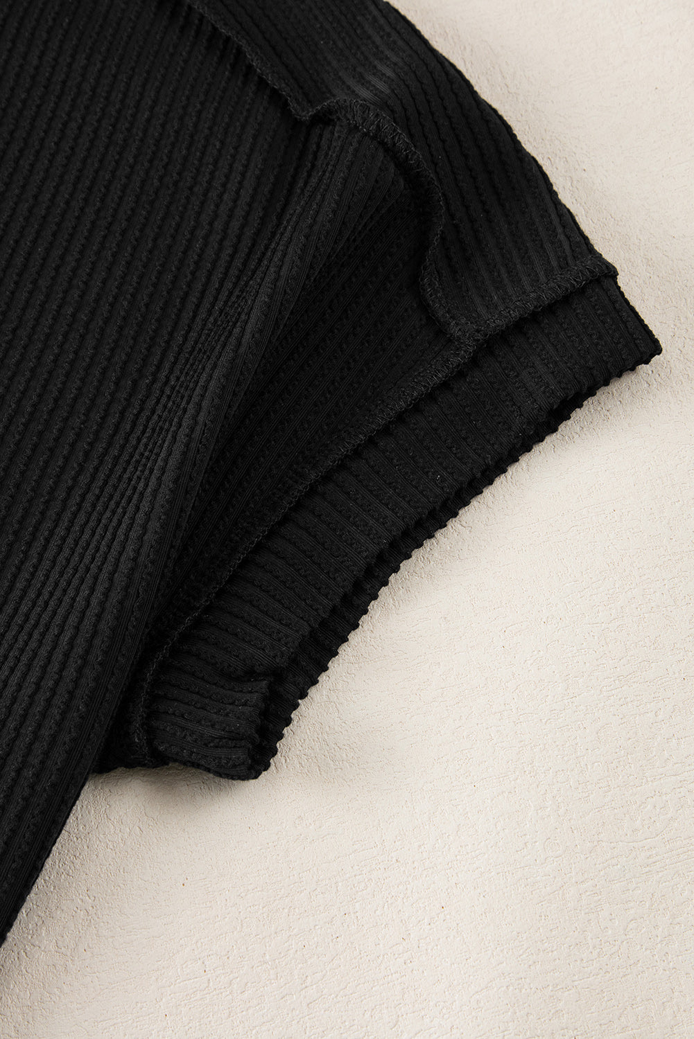 Black Textured Knit Exposed Stitching T-shirt - Scarlett's Riverside Boutique
