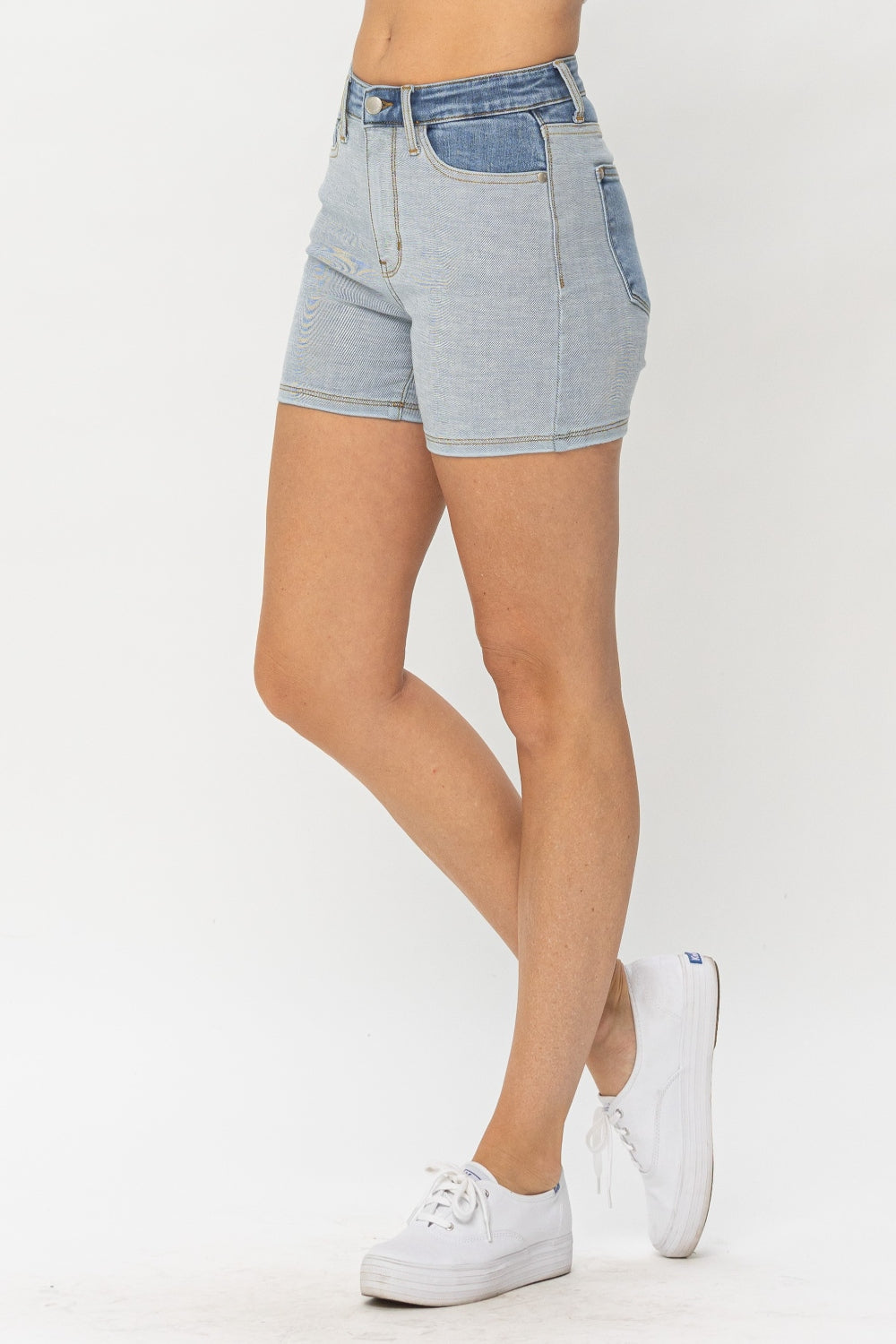 Judy Blue Full Size Color Block Denim Shorts - Scarlett's Riverside Boutique
