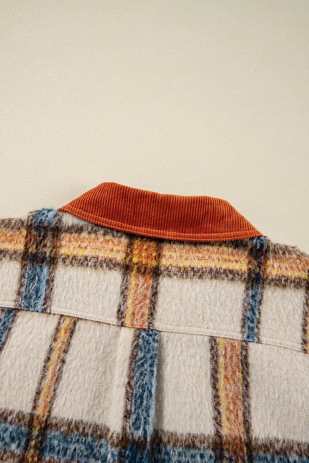 Brown Stripe Plus Size Plaid Print Collared Buttoned Jacket - Scarlett's Riverside Boutique