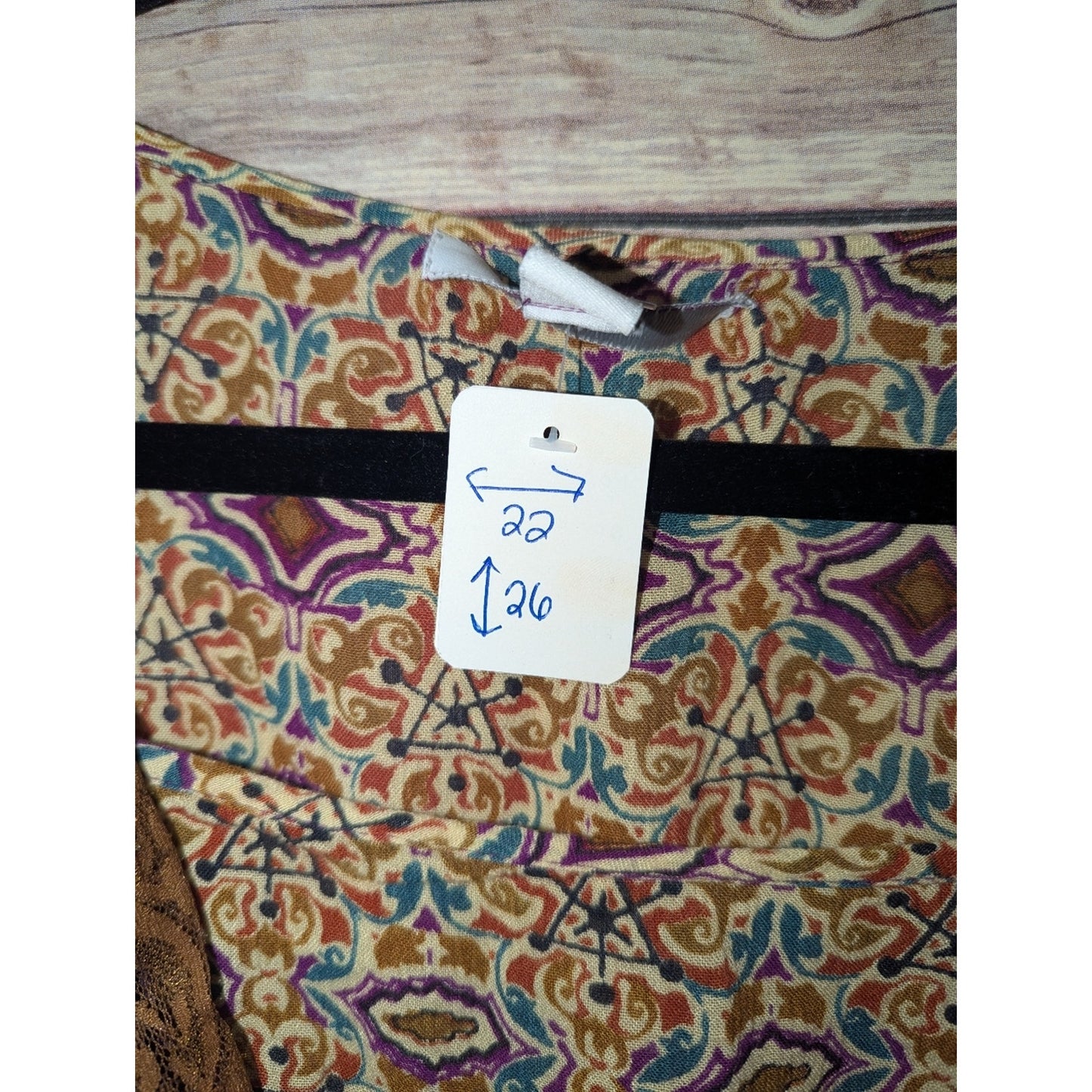 DressBarn Women’s Large Boho Peasant Top Paisley Beaded Lace Trim Rayon Blouse