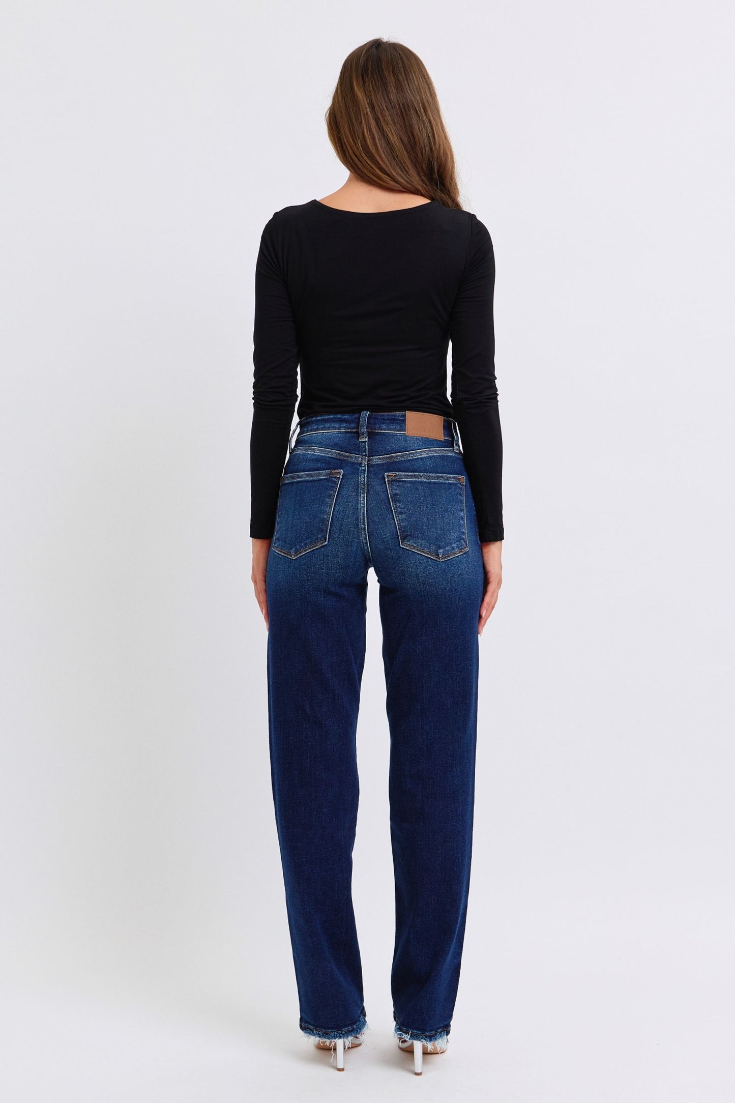 Judy Blue Full Size Raw Hem Straight Leg Jeans - Scarlett's Riverside Boutique