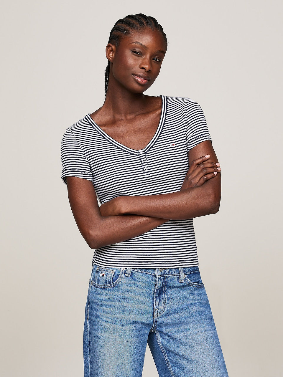 NWTs, Tommy Hilfiger Women's Blue and White Striped Top. Sz XS #97