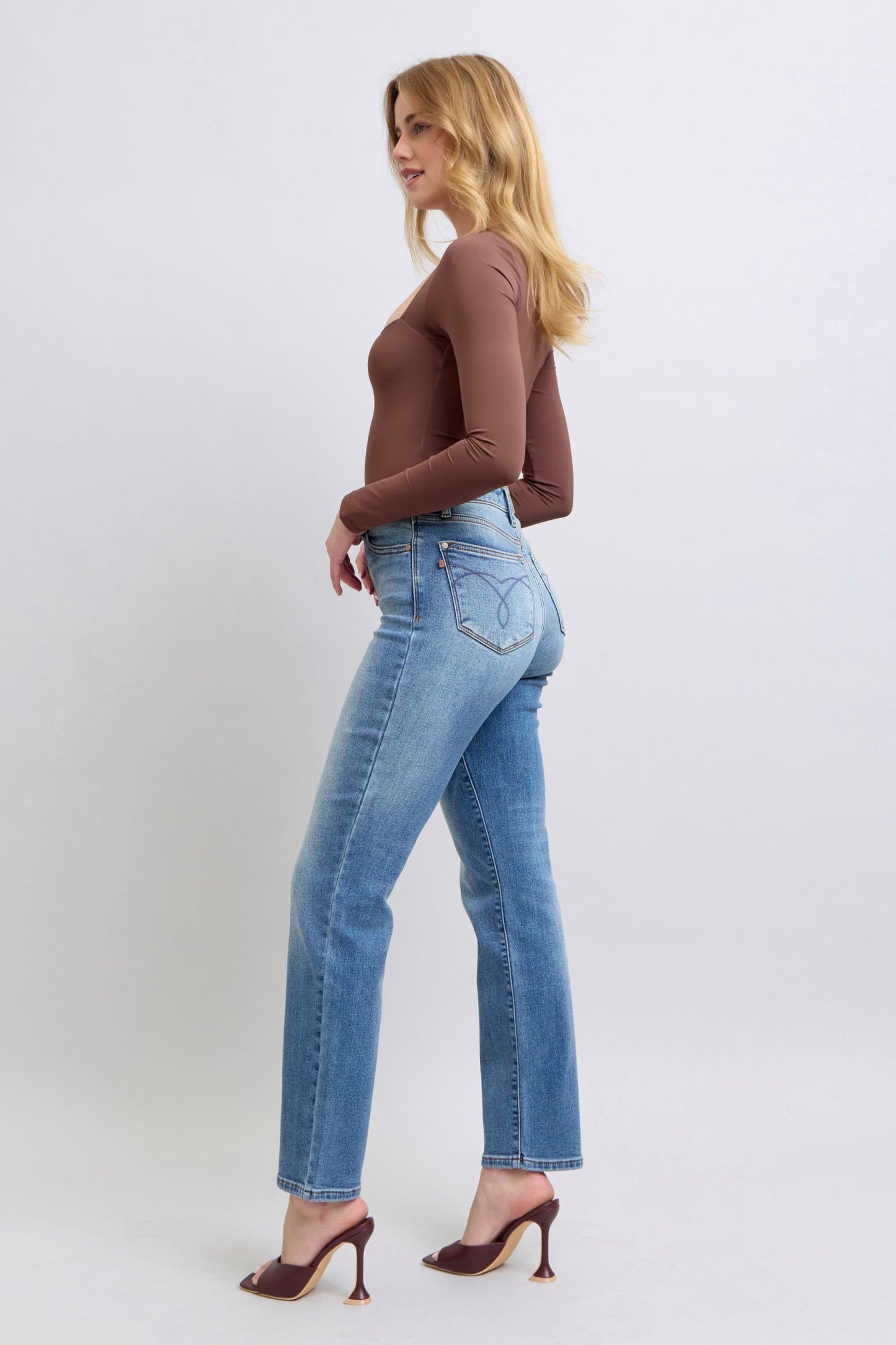 Judy Blue Full Size Run Vintage Wash Thermal Straight Jeans - Scarlett's Riverside Boutique
