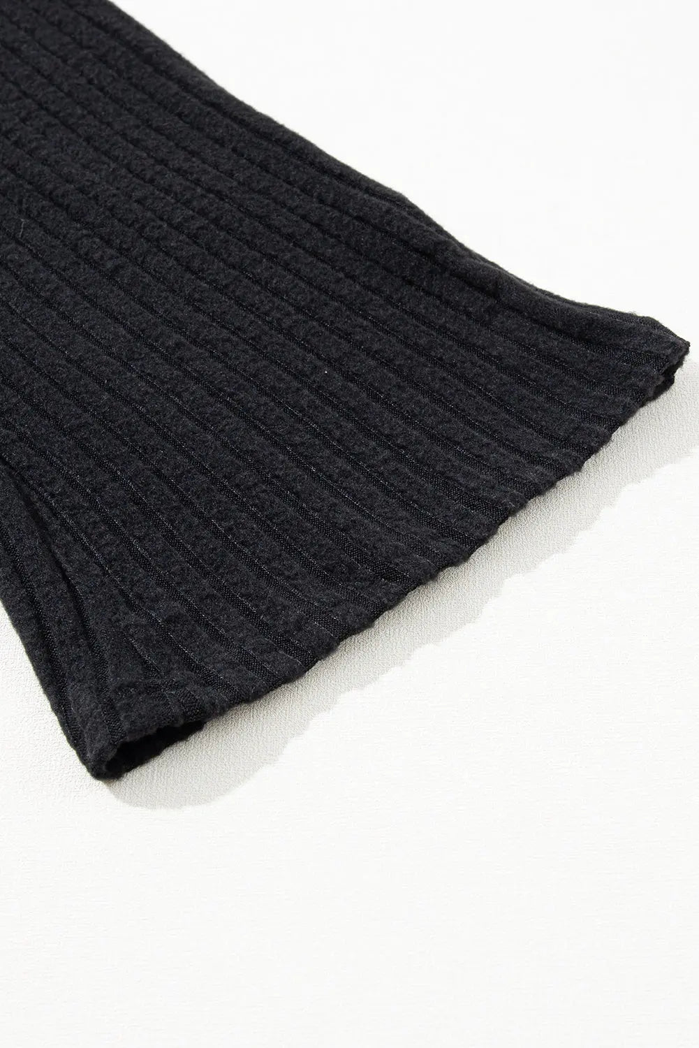 Black Ribbed Knit V Neck Slouchy Two-piece Outfit - Scarlett's Riverside Boutique