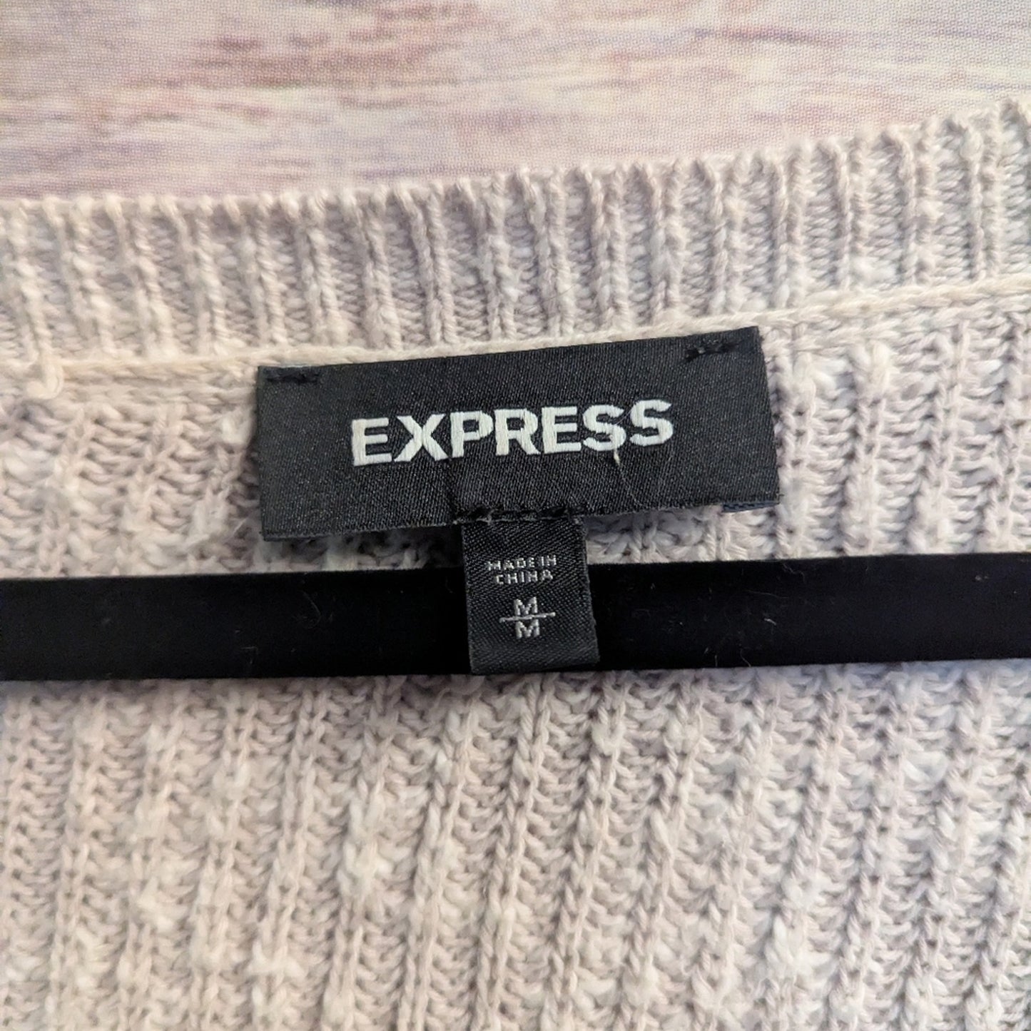 100% Cotton Express Braid Accent 3/4 Sleeve Sweater. OS Medium