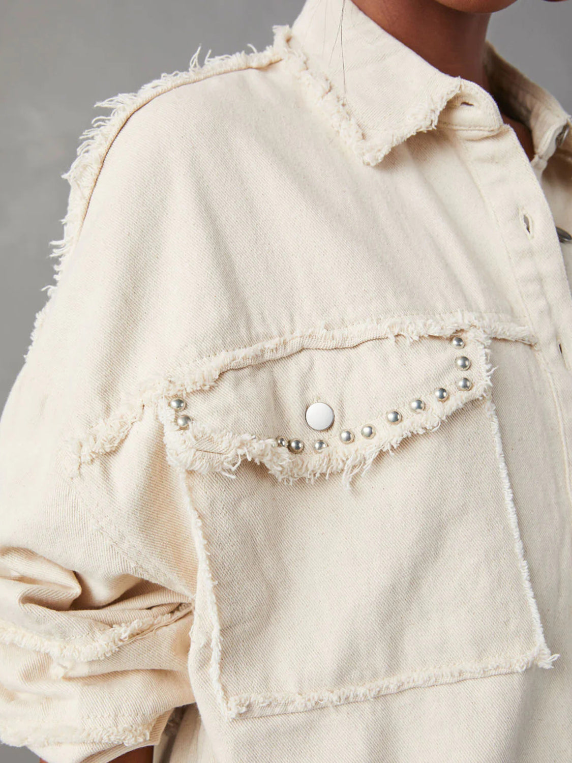Button Down Raw Hem Denim Jacket - Scarlett's Riverside Boutique