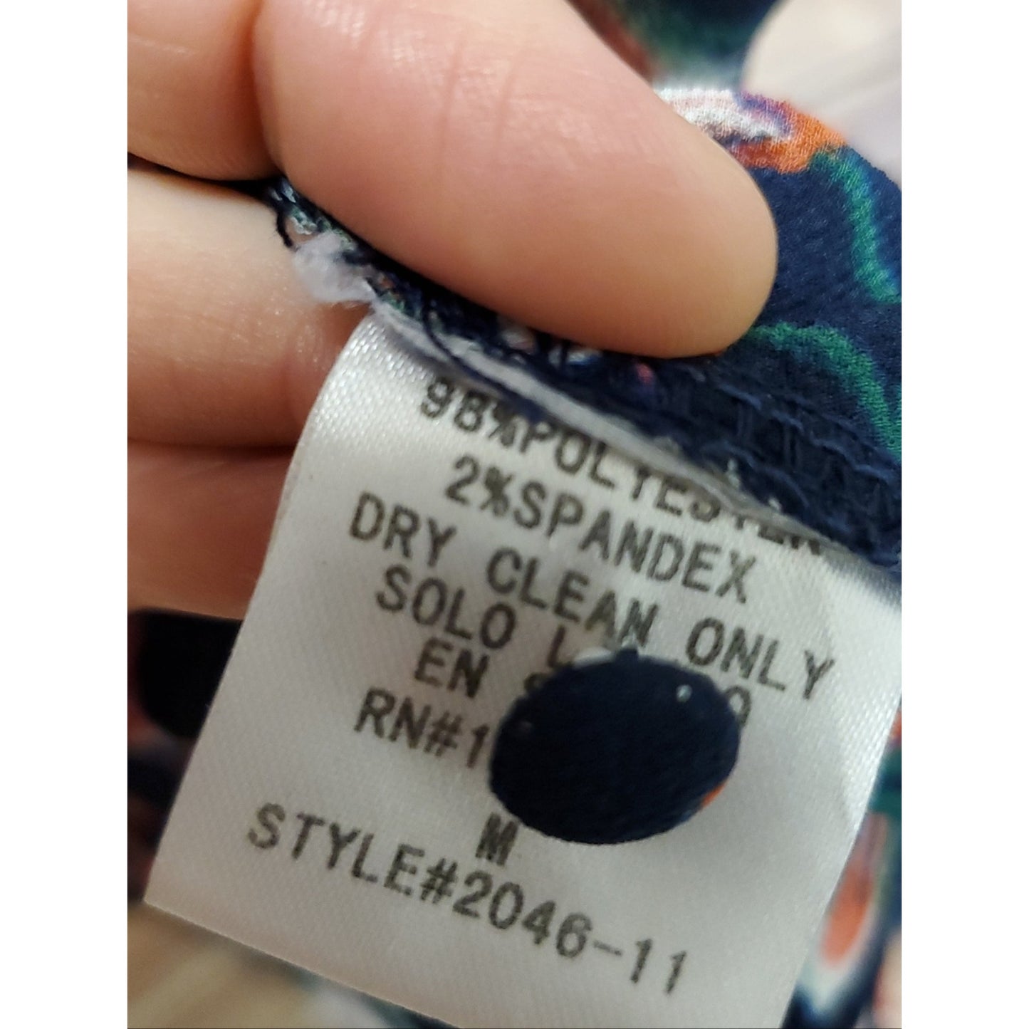 Andree by Unit Floral Peplum Blouse Women Medium Navy Boho 3/4 Sleeve Split Neck