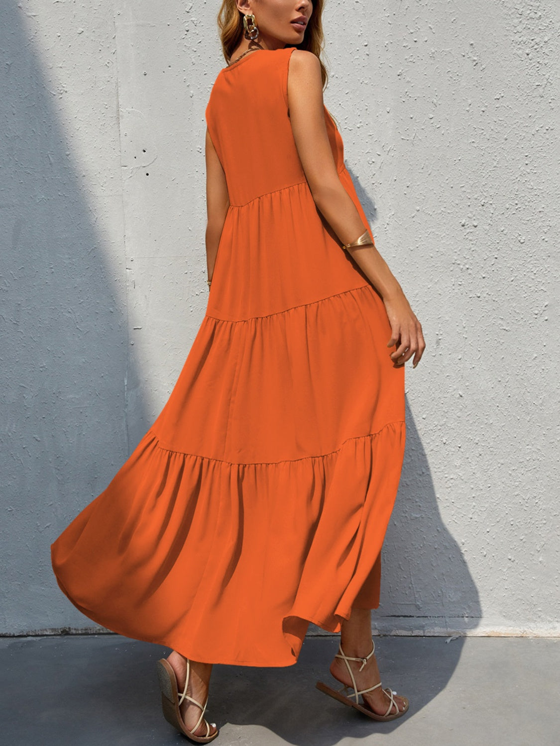 Tiered V-Neck Sleeve Dress - Scarlett's Riverside Boutique