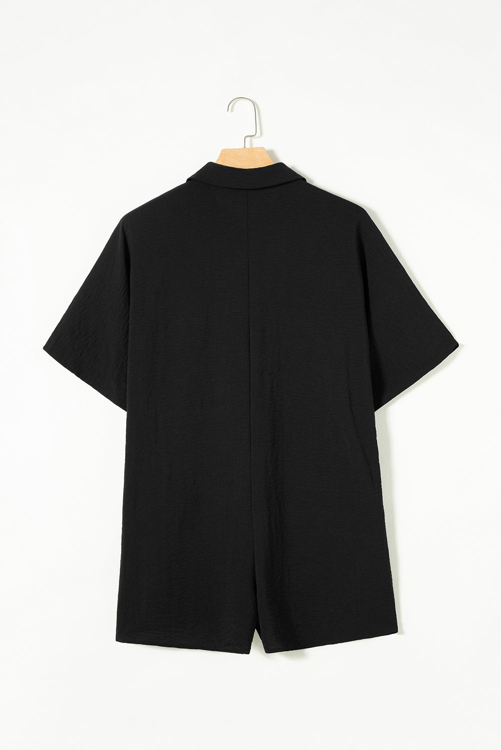 Black Half Button Collared Loose Romper - Scarlett's Riverside Boutique