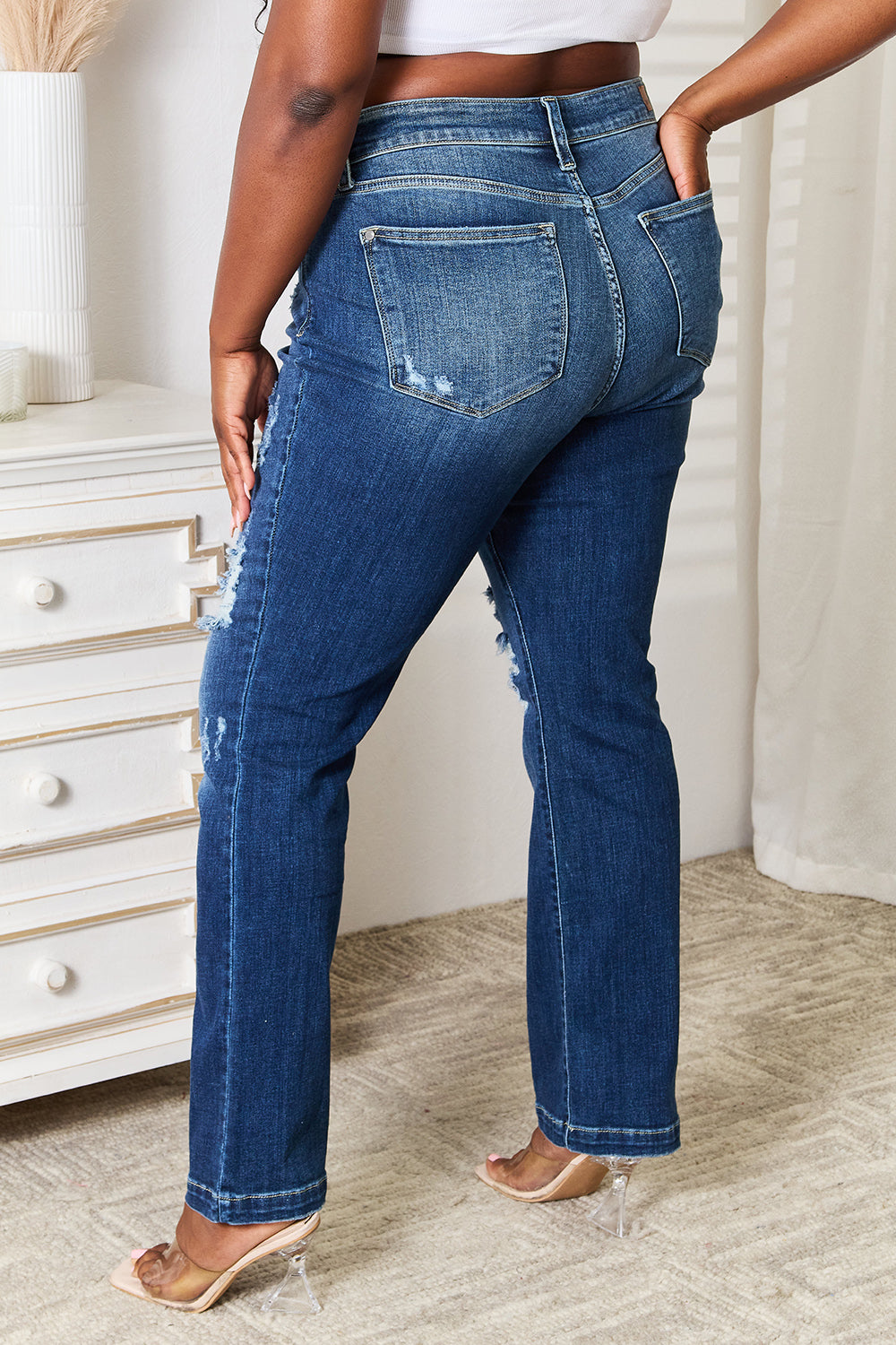 Judy Blue Full Size Mid Rise Hand Sand & Destroy Bootcut Jeans - Scarlett's Riverside Boutique