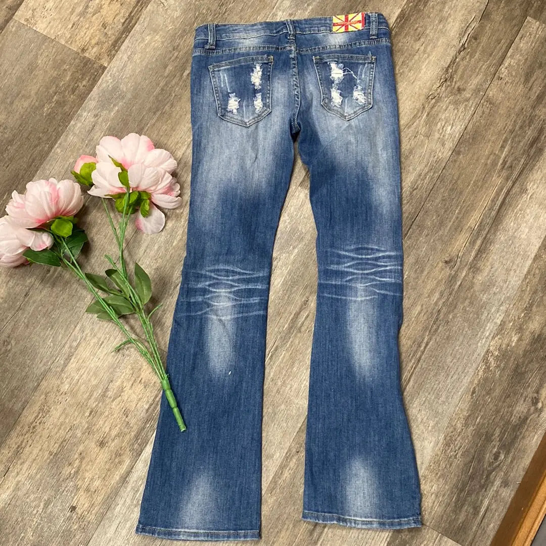 Machine Ripped Bootcut Jeans