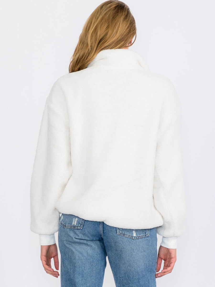 Fleece white pullover - Scarlett's Riverside Boutique