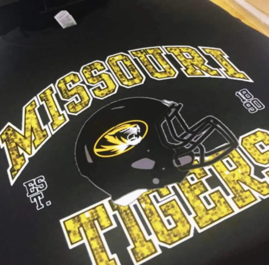 MO tigers faux glitter sweatshirt - Scarlett's Riverside Boutique