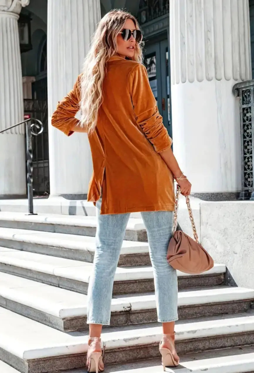 Rust Orange Velvet Cardigan - Scarlett's Riverside Boutique