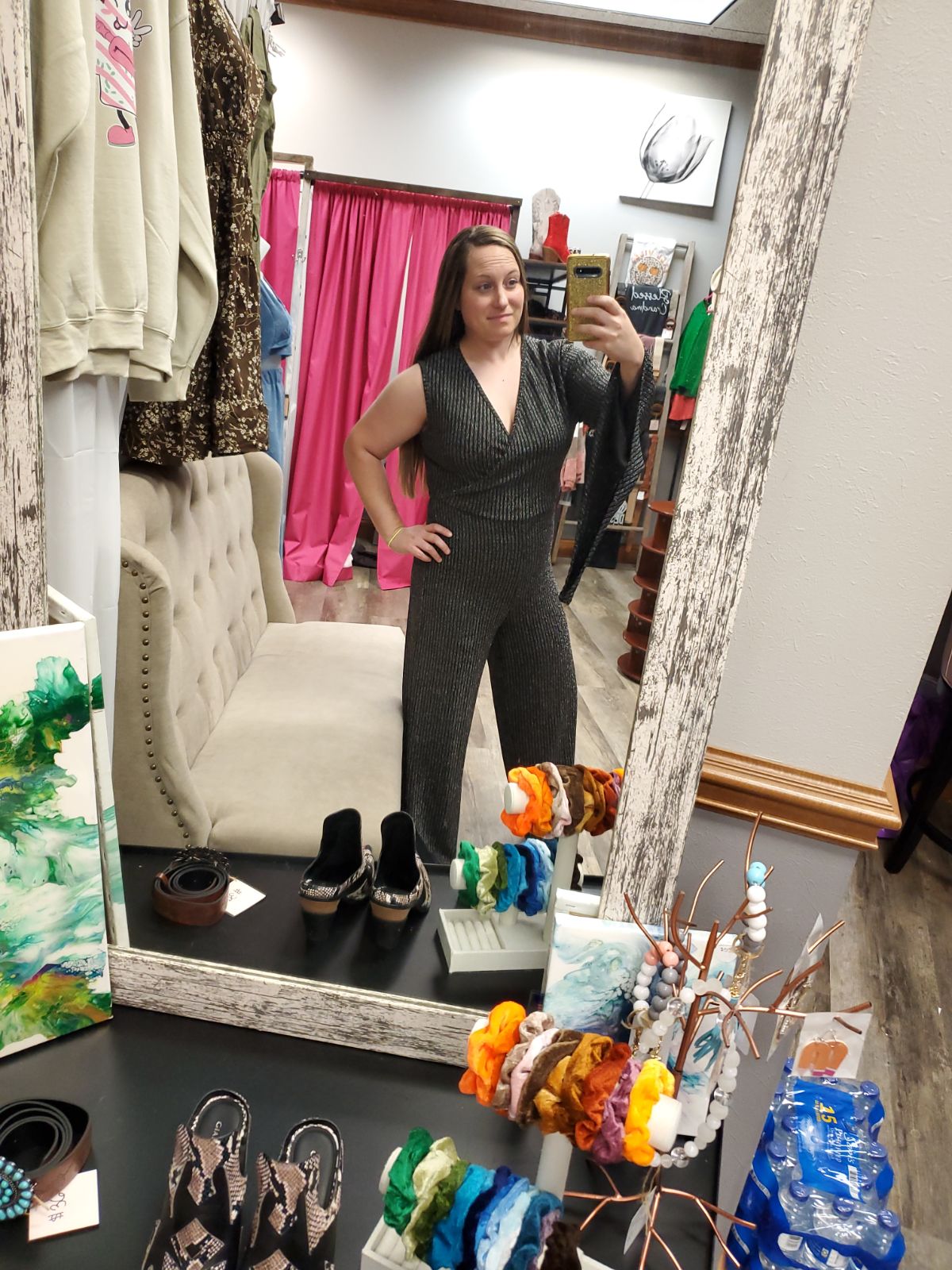 Black & Silver Shimmer Jumpsuit. Size XL. RS 91 - Scarlett's Riverside Boutique