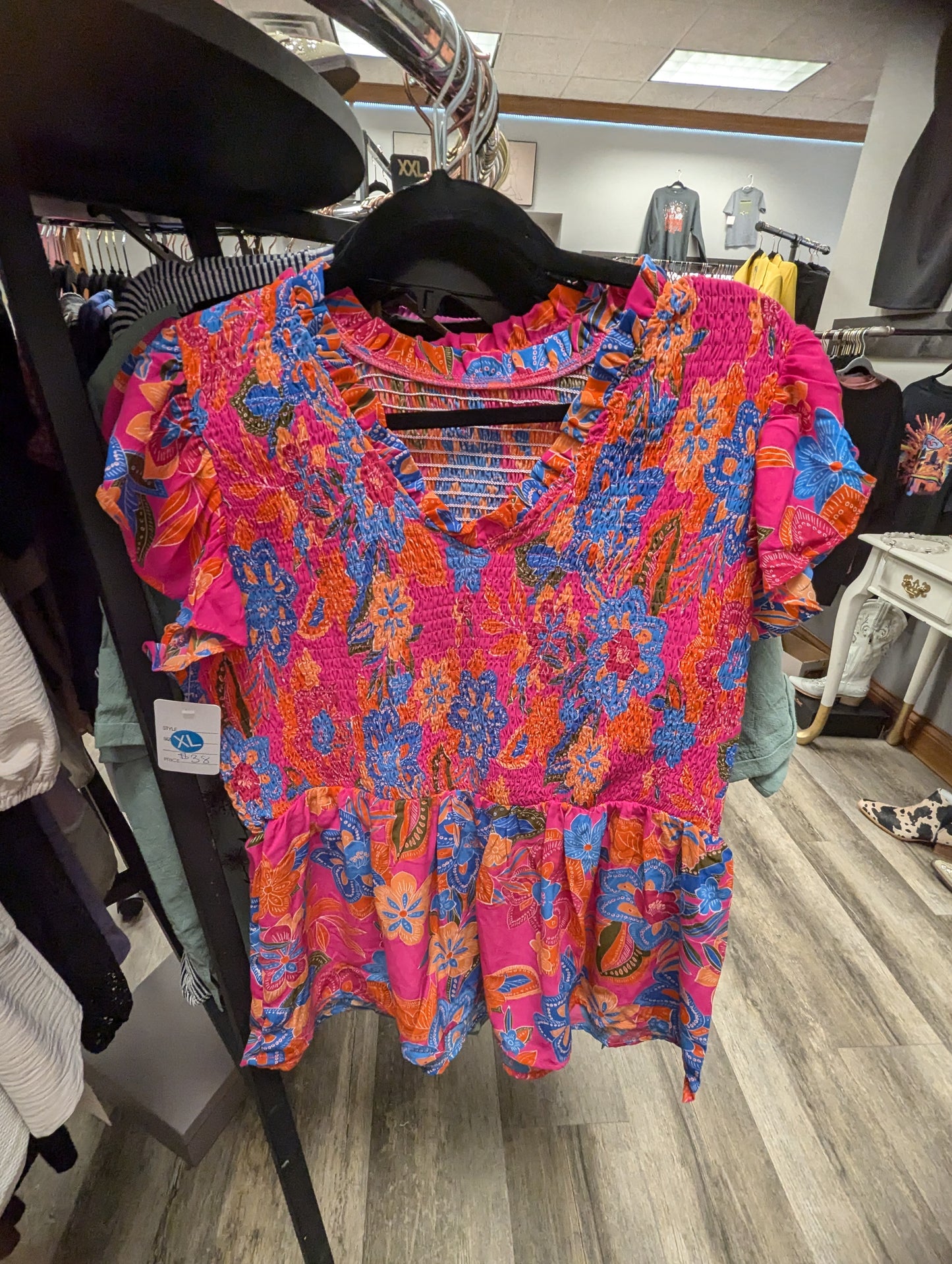 Hot pink floral blouse - Scarlett's Riverside Boutique